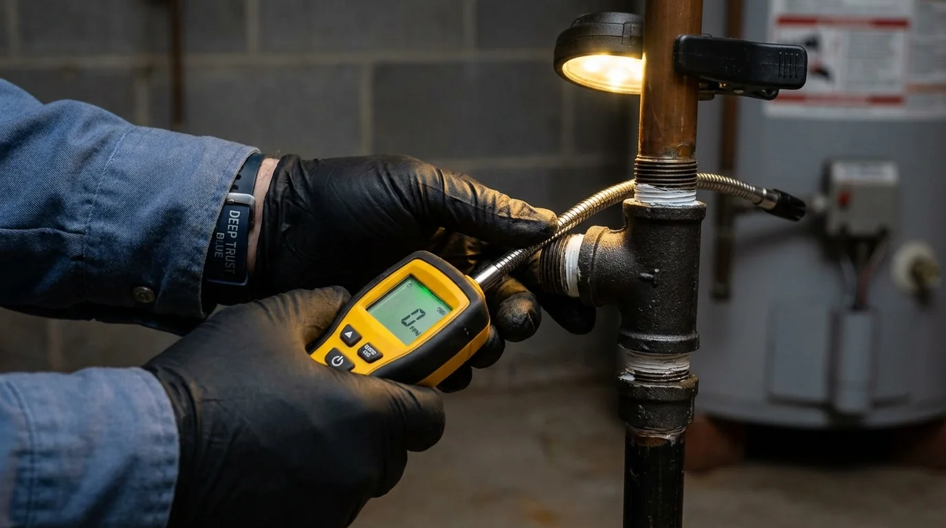 Gas leak detection with electronic sniffer by Johns Plumbing LLC in Crowell