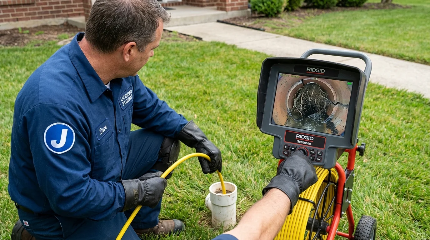 Sewer camera inspection being performed by Johns Plumbing LLC in Crowell